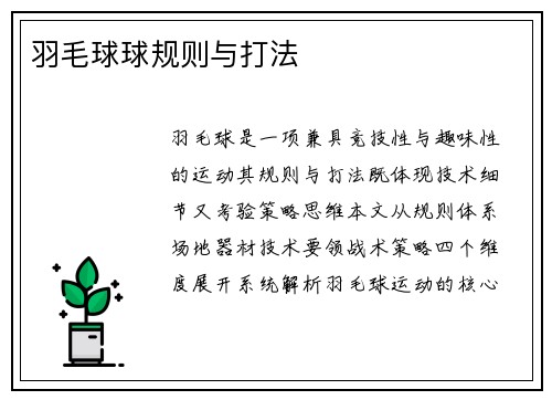 羽毛球球规则与打法